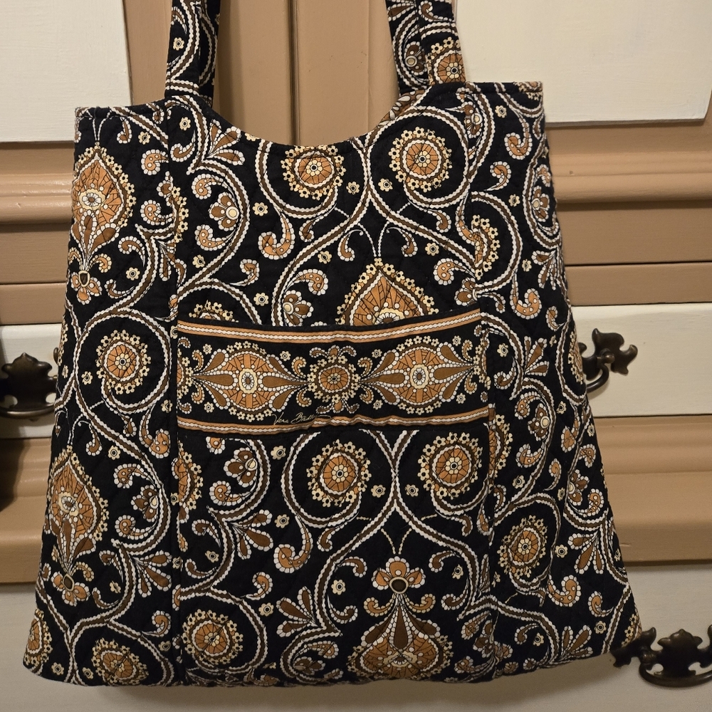 Vera Bradley Black and Gold Shoulder Bag with Quilted Design